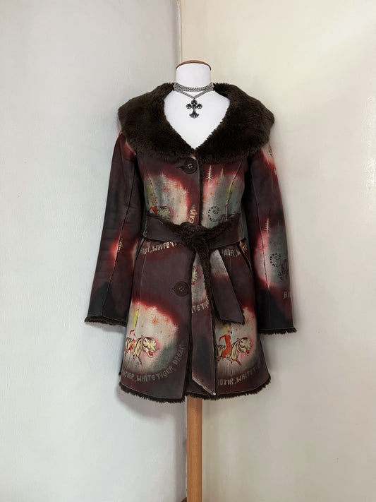 CUSTO BARCELONA faux fur coat with circus design