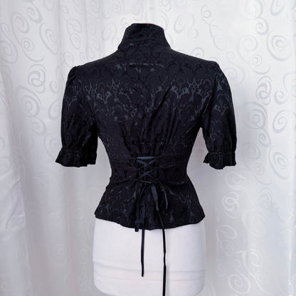 Dracula Gothic victorian style Short Sleeved Brocade Keyhole Blouse 🖤🦇