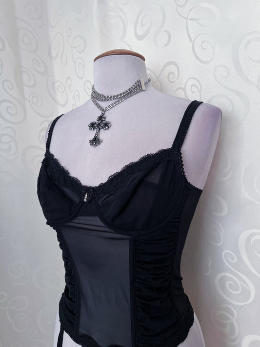 Gothic mesh black corset 🖤