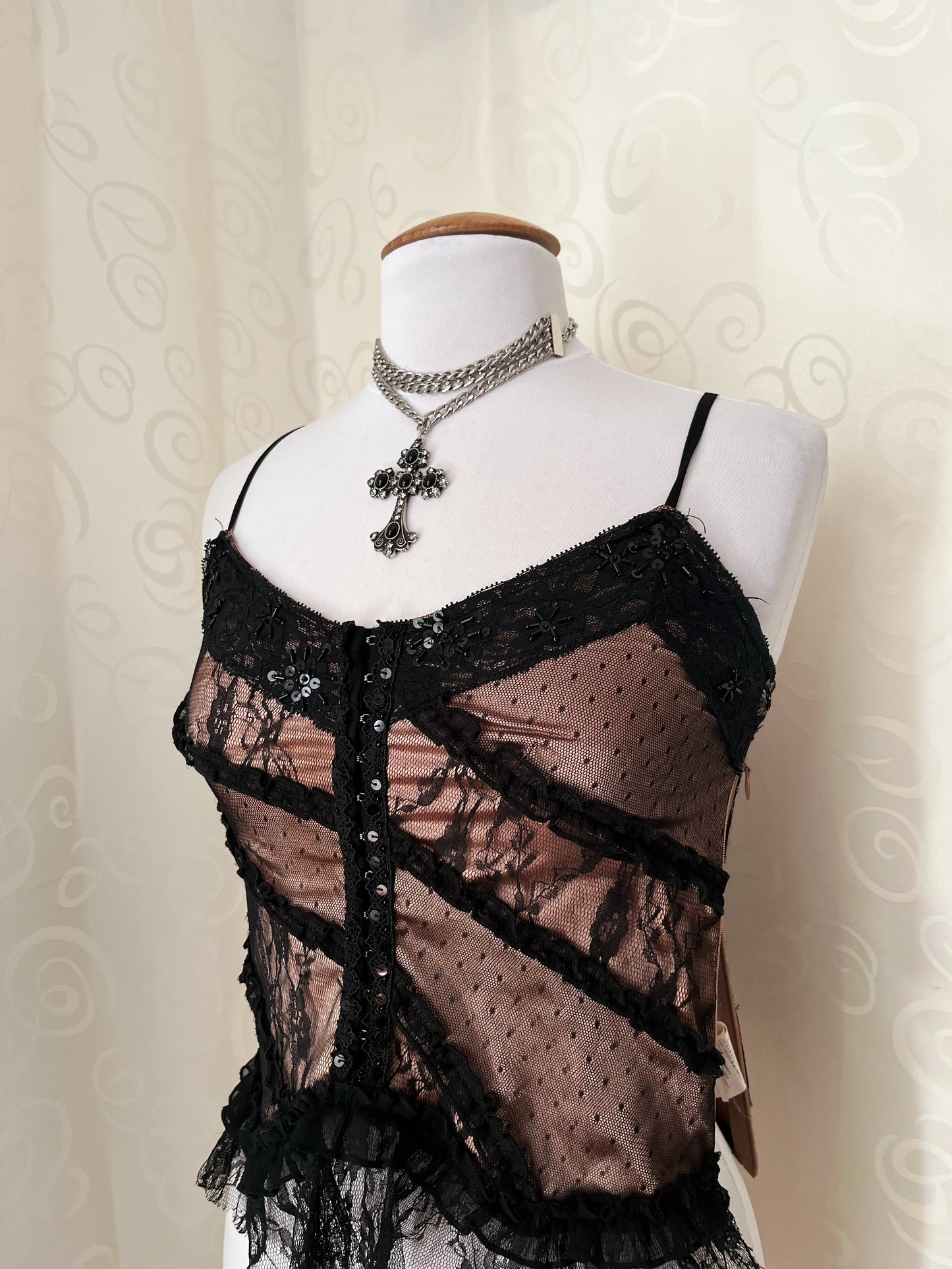 00’s whimsygoth lace corset top 🖤🌀