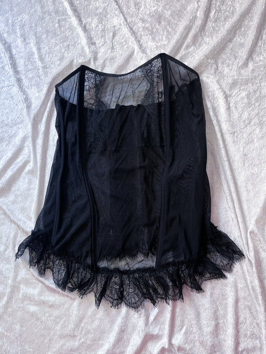 Dark gothic see-through mesh & lace corset 🦇