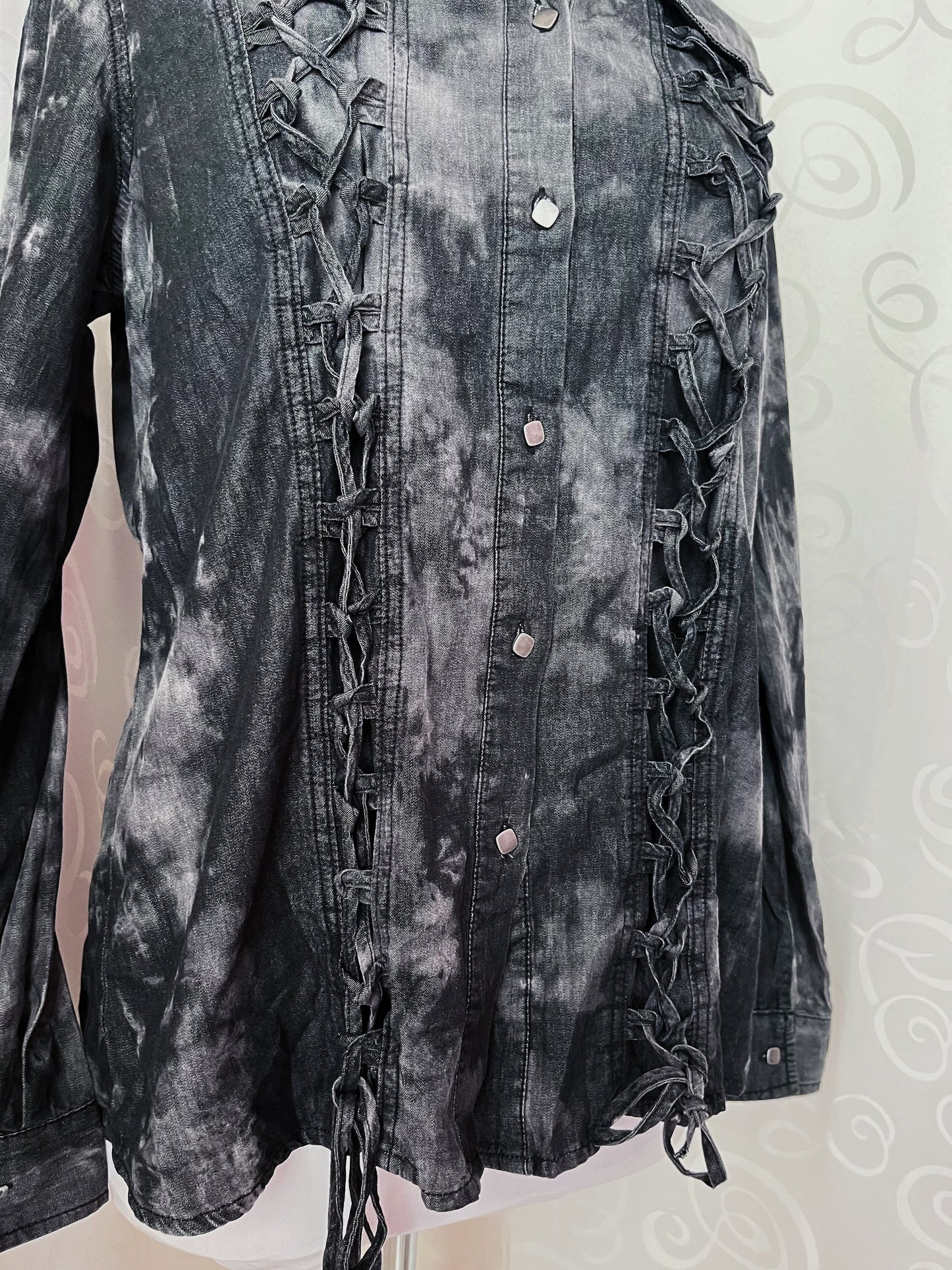 Rock Rebel light denim lace-up shirt 🕷️🦇