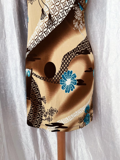 Beautiful beige & brown Qipao cheongsam dress 🦋