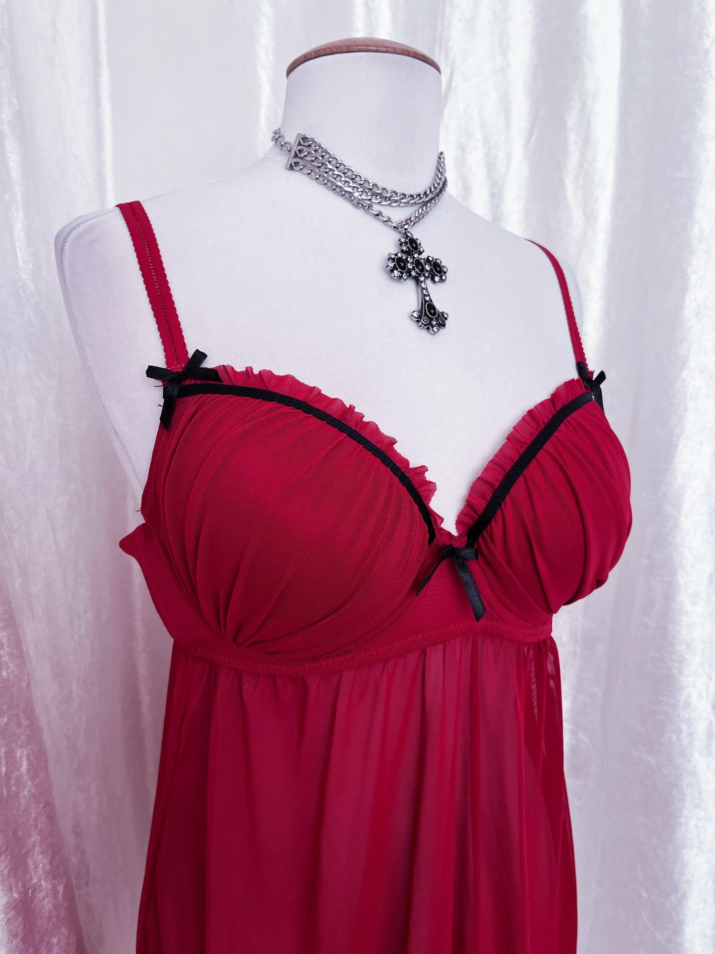 Burgundy mesh babydoll 🩸🎀
