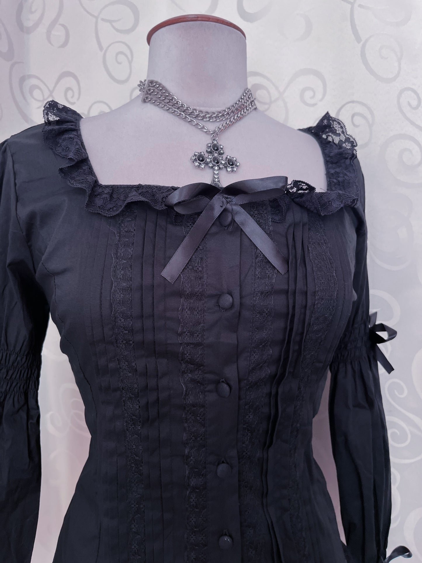 Dracula / Horror Protagonist cotton black romantic blouse 🖤🦇