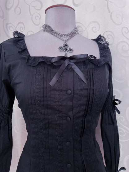 Dracula / Horror Protagonist cotton black romantic blouse 🖤🦇