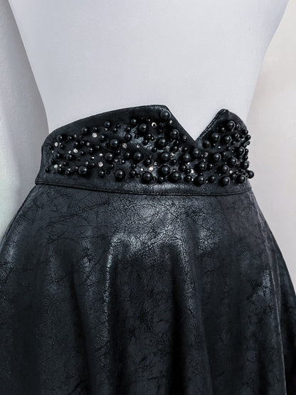 Gothic black faux leather beaded skirt 🦇
