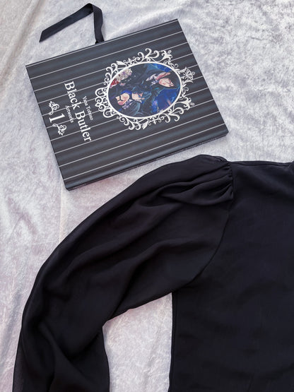 Gothic black shirt with beautiful mesh puff sleeves 🕷️🦇