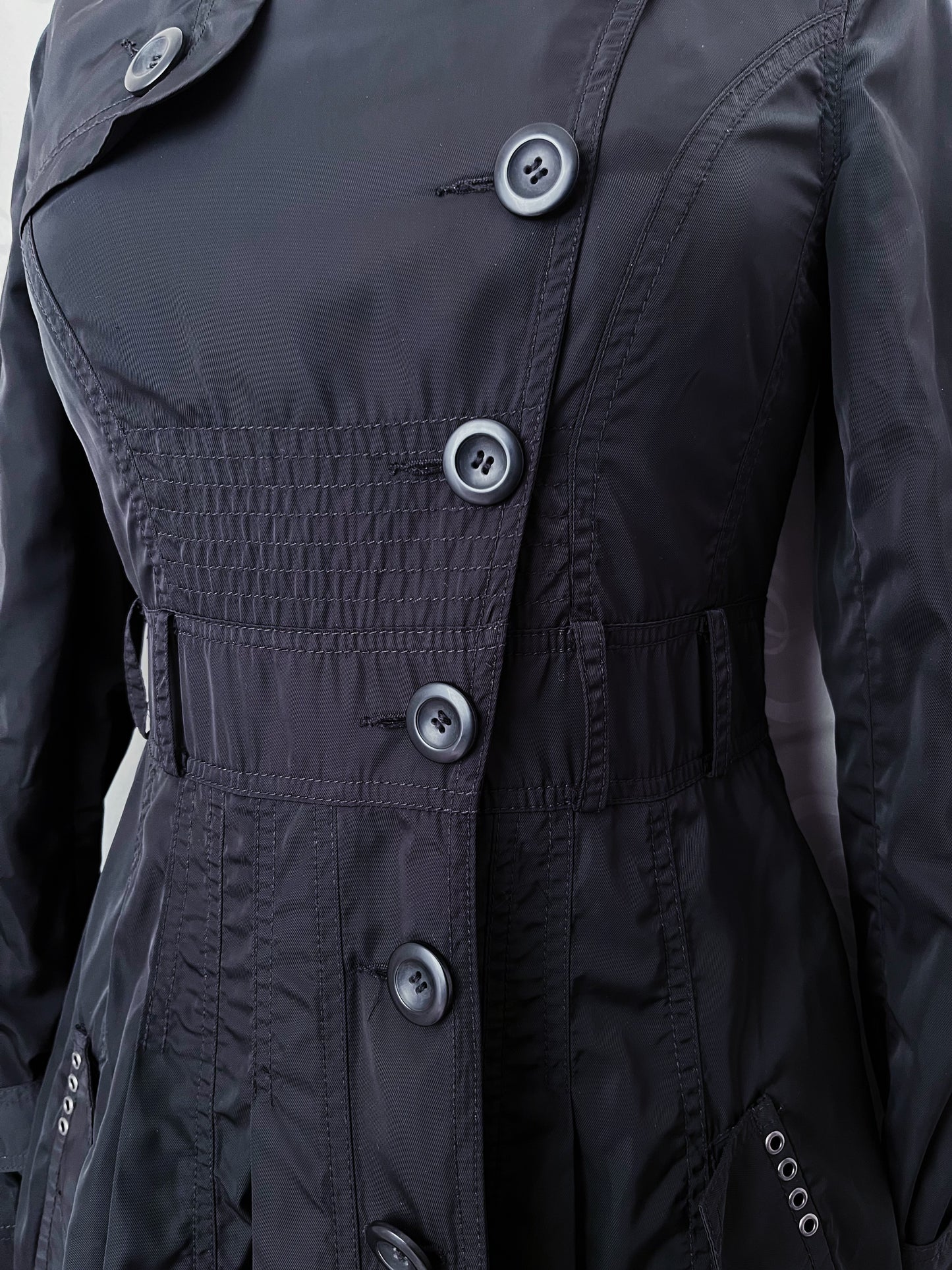 Alt/Gothic Clockhouse black trench coat 🦇🕷️