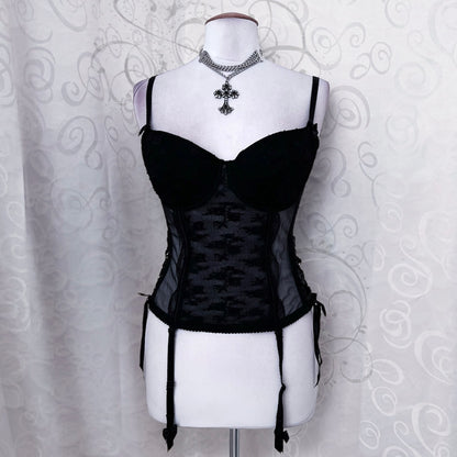 Gothic H&M black lacey corset with side laces 🕷️🕸️