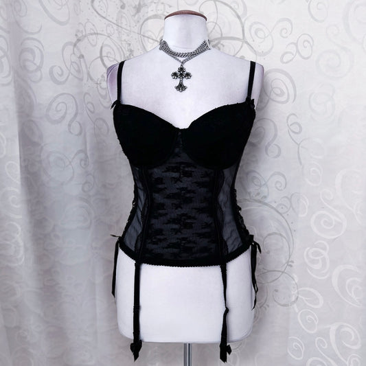 Gothic H&M black lacey corset with side laces 🕷️🕸️