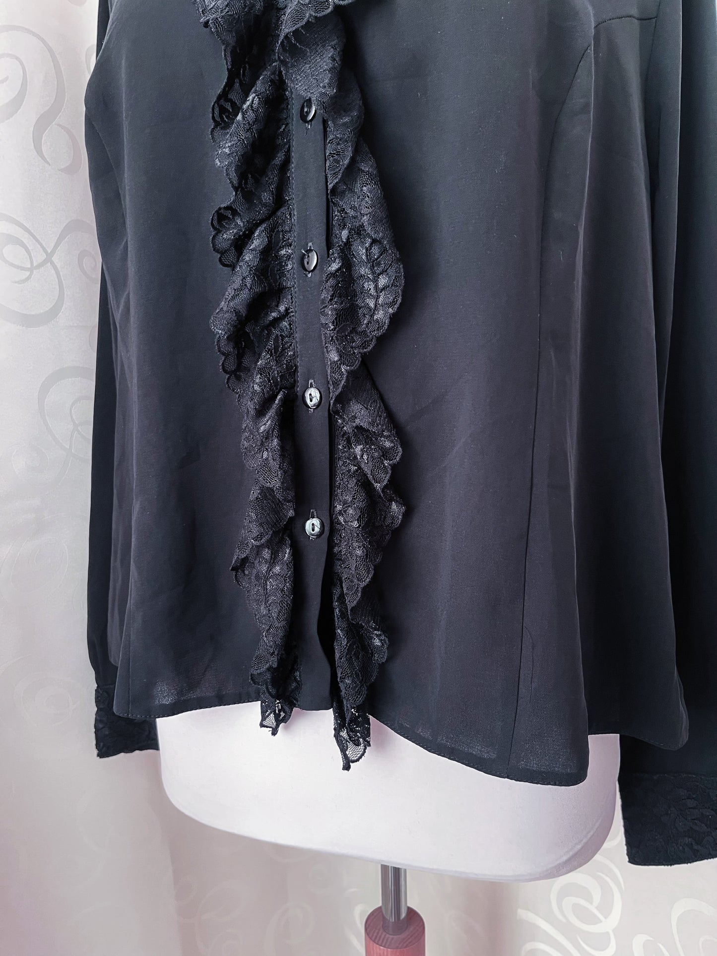 Vintage Your Sixth Sense Gothic victorian style ruffle black shirt 🕸️🕷️