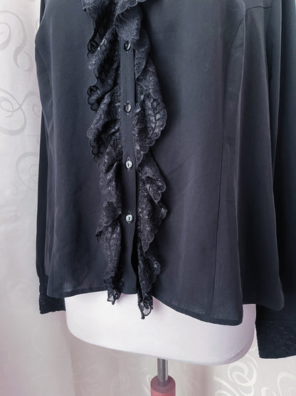 Vintage Your Sixth Sense Gothic victorian style ruffle black shirt 🕸️🕷️