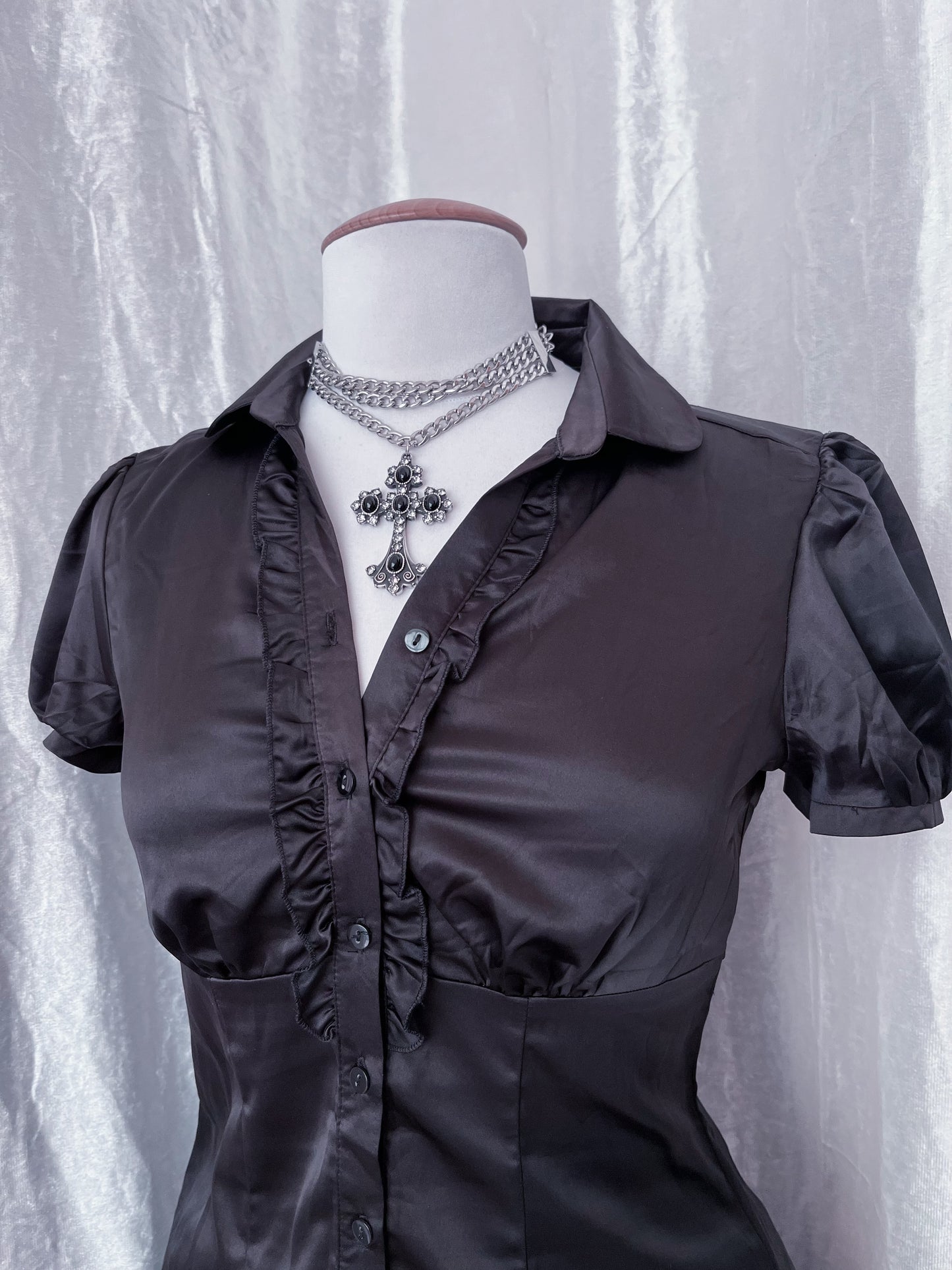 Dark coquette silky shirt🕷️