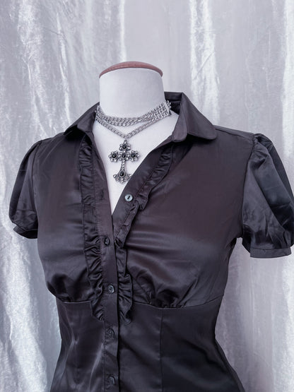 Dark coquette silky shirt🕷️