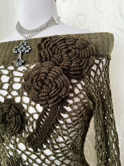 Whimsy fairy green knit fishnet top ✨🦎