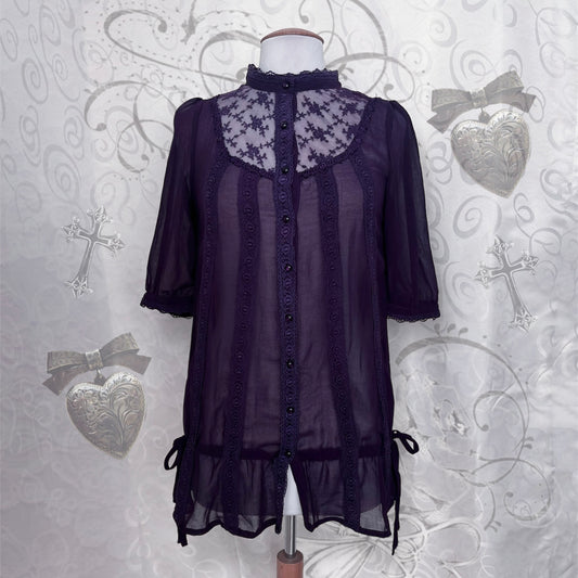 Mesmerising whimsy mesh purple oversize shirt with embroidered details 💜🌀