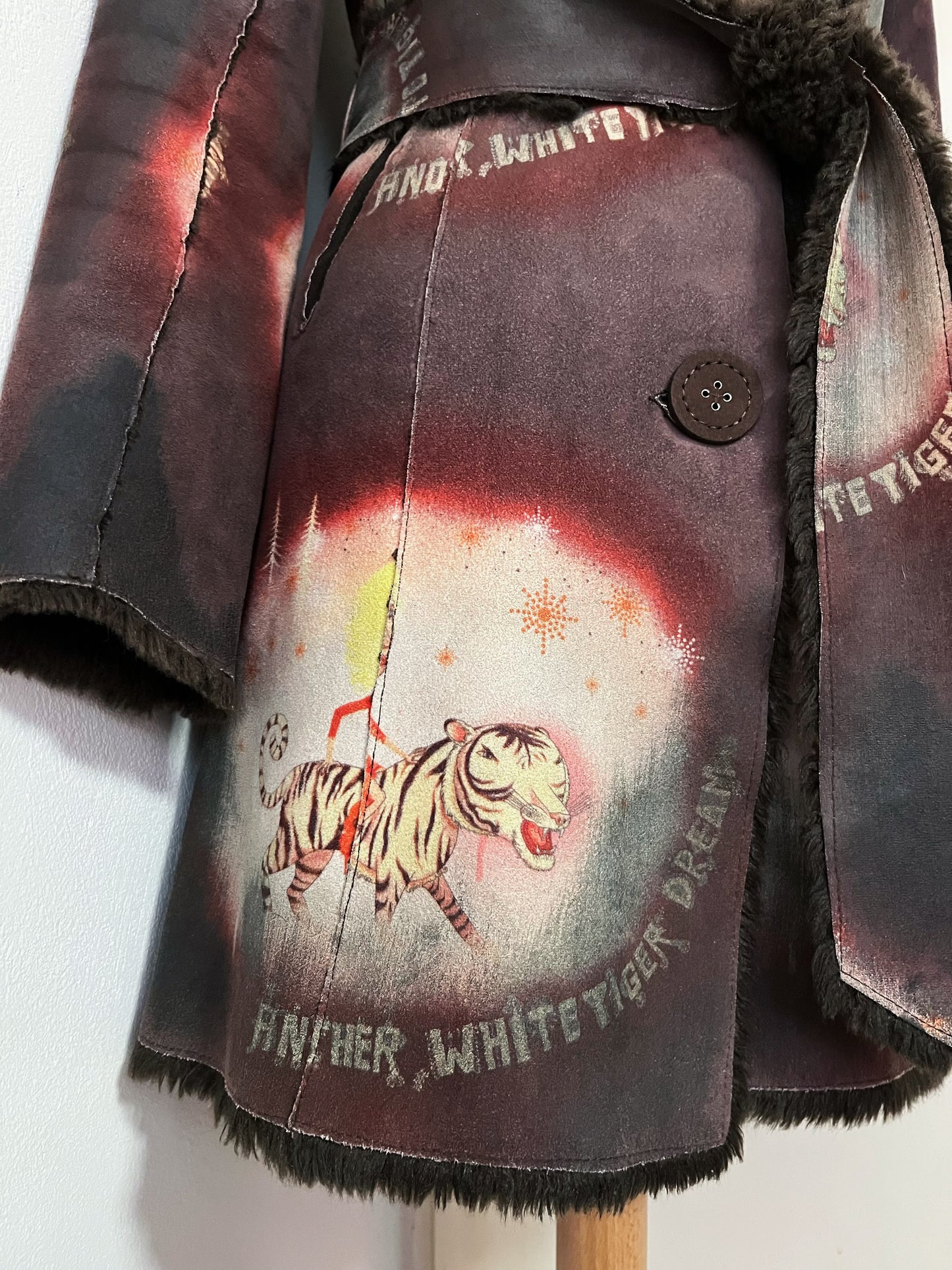 CUSTO BARCELONA faux fur coat with circus design