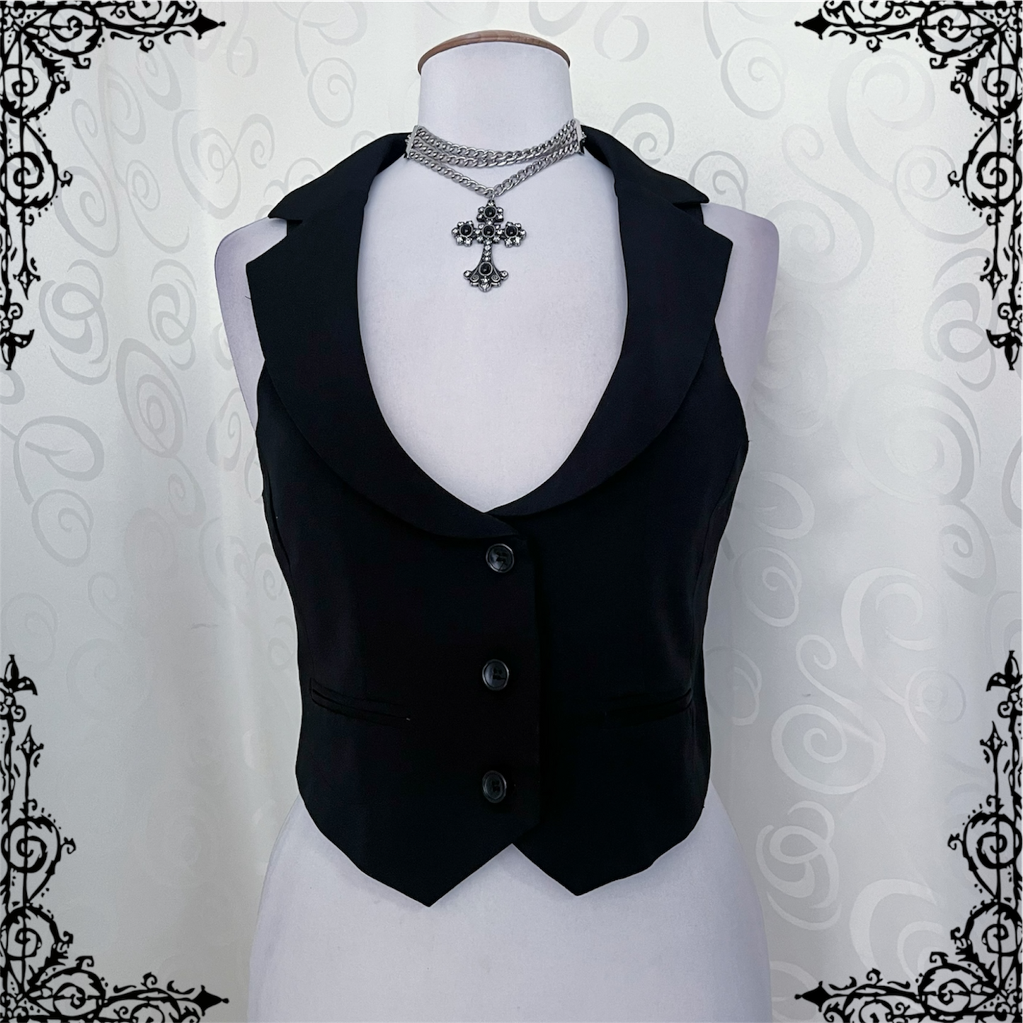 Dark Coquette essential black vest 🦇