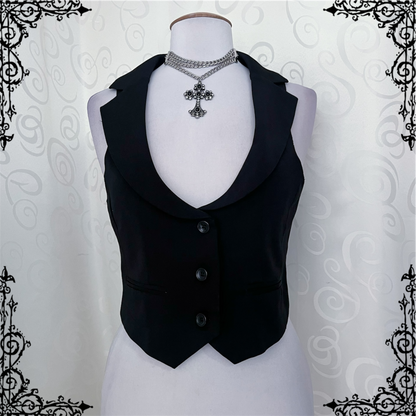 Dark Coquette essential black vest 🦇