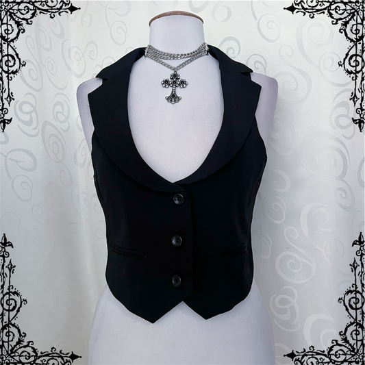 Dark Coquette essential black vest 🦇