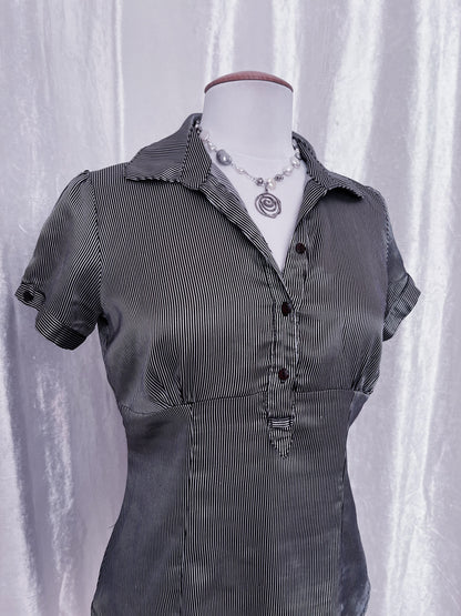 Yessica dark coquette striped shirt 💀