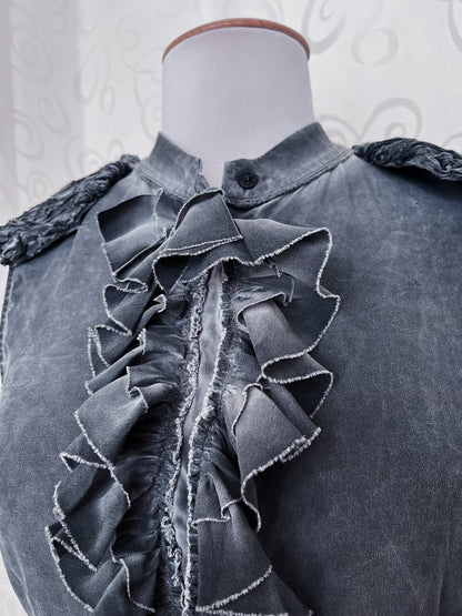 Gothic grey oversize ruffle shirt 🦇