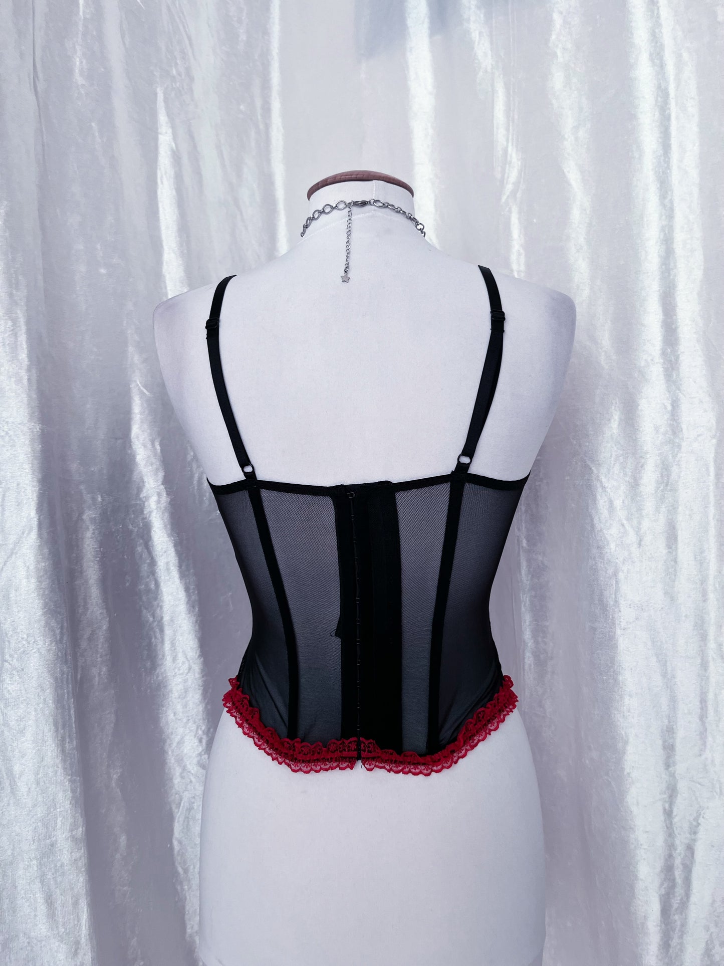 Old H&M vampire lace & mesh corset top 🌹