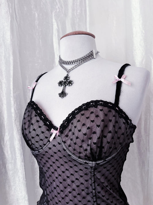 Cutest lilac corset top with lace heart detail 💜🎀