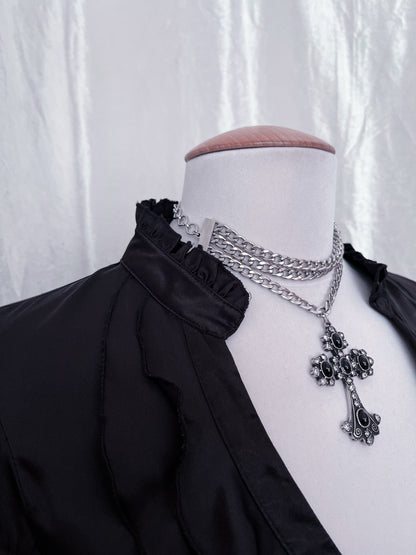 Gothic coquette black ruffle shirt 🎀
