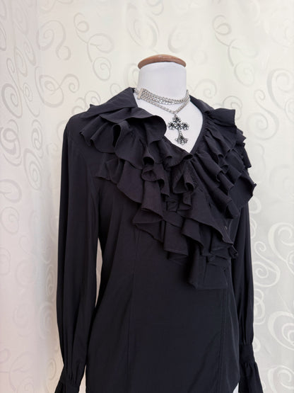 Gothic Victorian/Jfashion style black ruffle shirt 🦇