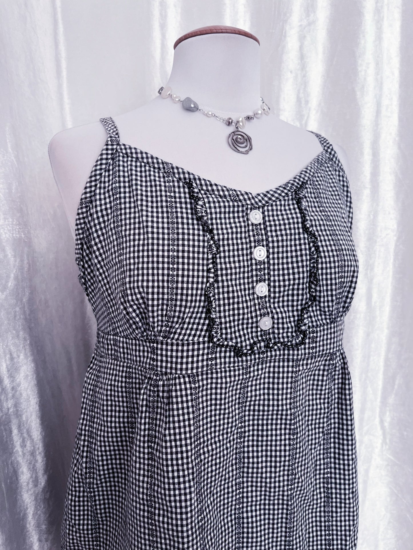 Dark coquette checked milkmaid top 💀🗝️