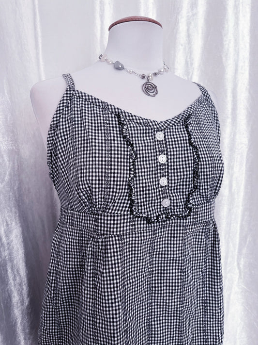 Dark coquette checked milkmaid top 💀🗝️