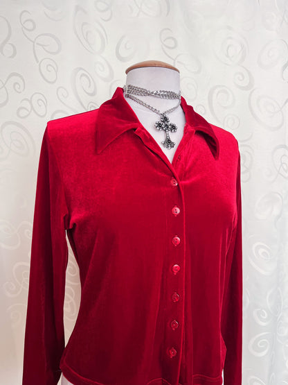 00’s Pimkie velvet red shirt 🫀