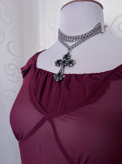 Whimsygoth Espirit mesh, burgundy nightgown 🍷