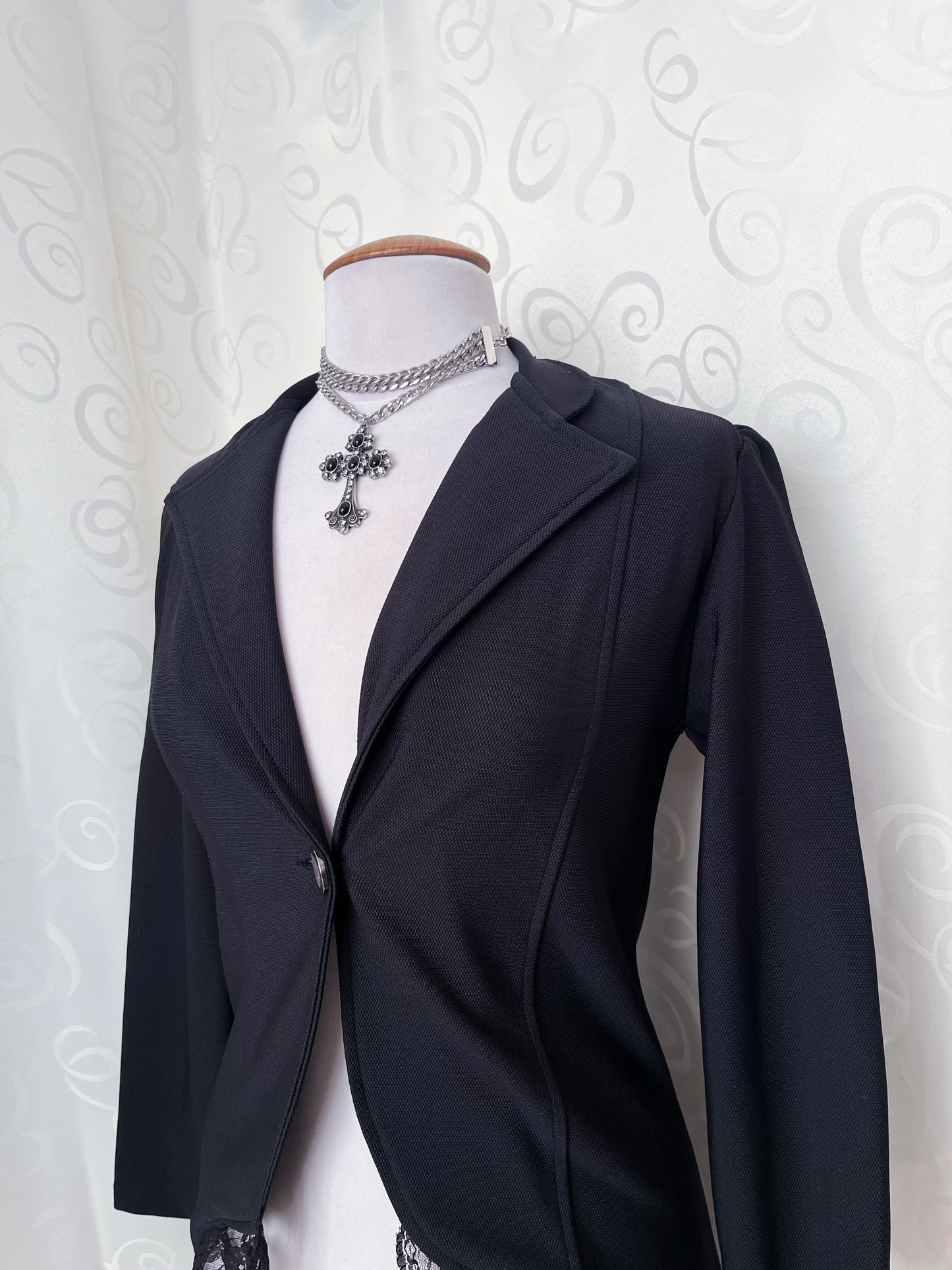 Gothic/Jirai Kei style blazer with lace trim detail & tail 🕷️🦇