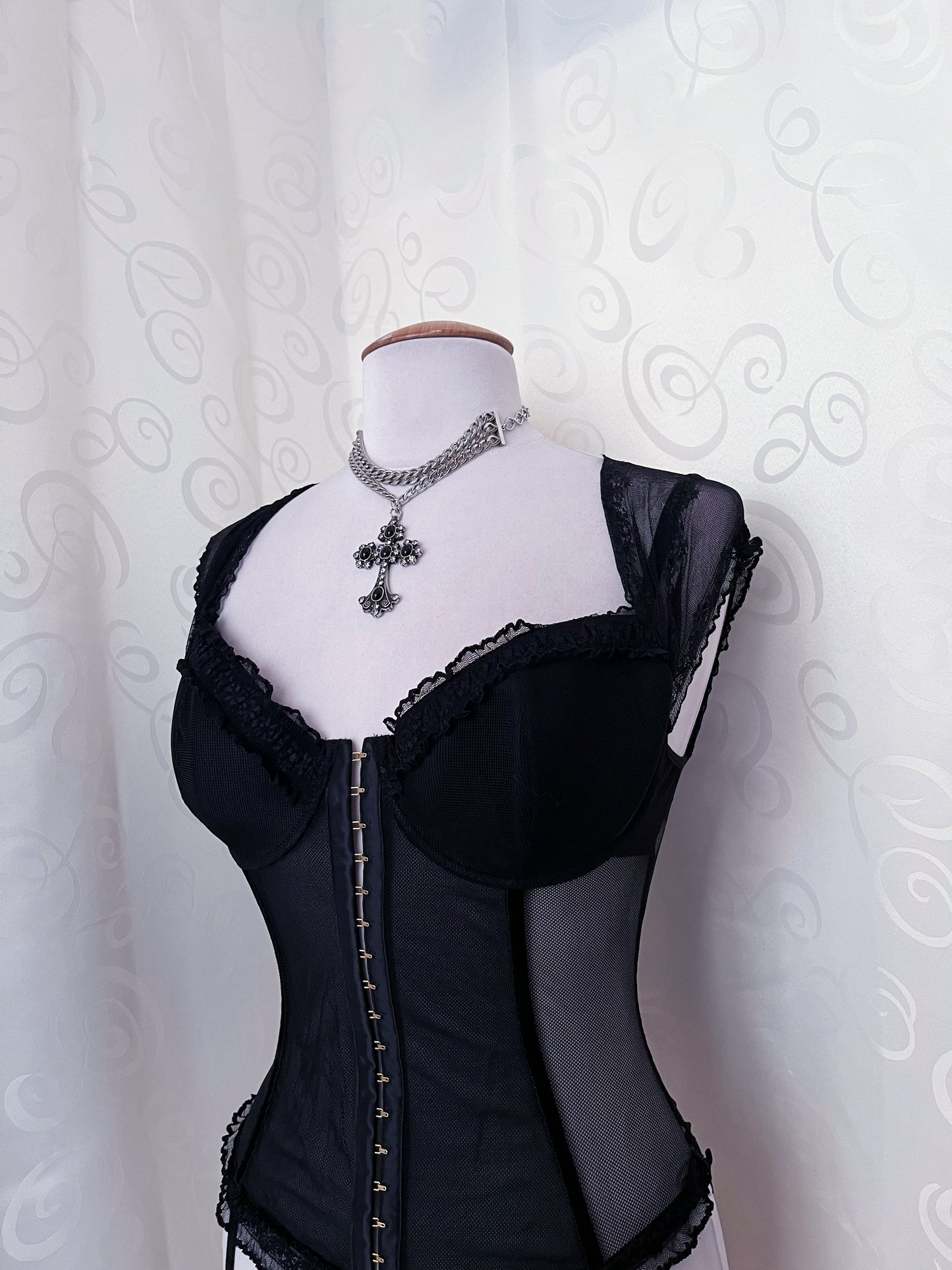 Gothic black mesh corset 🦇