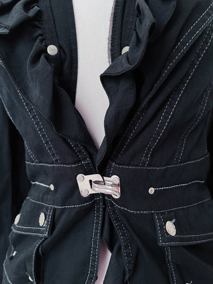 00’s Gothic/Jirai Kei style ruffle cotton jacket 🦇🕷️