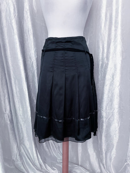 Whimsy black midi skirt with sequin & tulle detail 🕸️