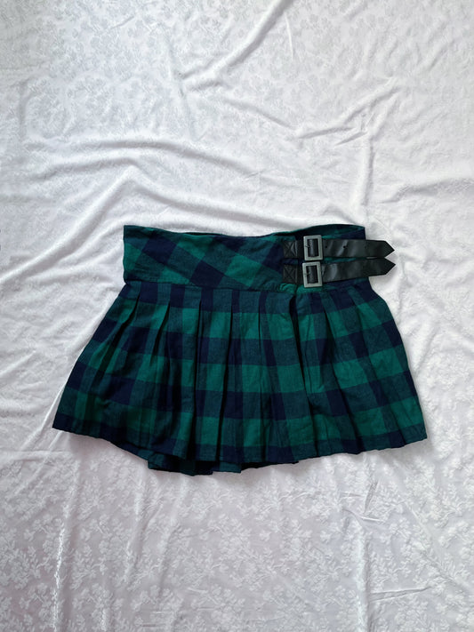 Checked tartan wrap around skirt