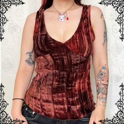00’s whimsygoth velvet brown top 🍄‍🟫
