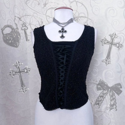 00's gothic lace-up top ✝️
