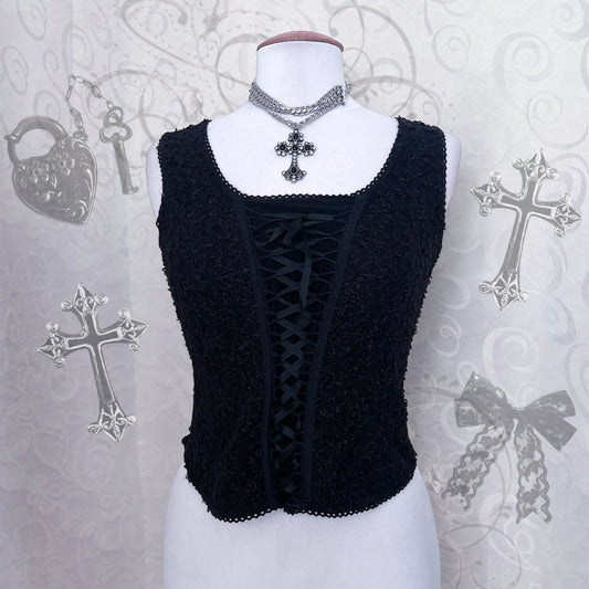 00's gothic lace-up top ✝️