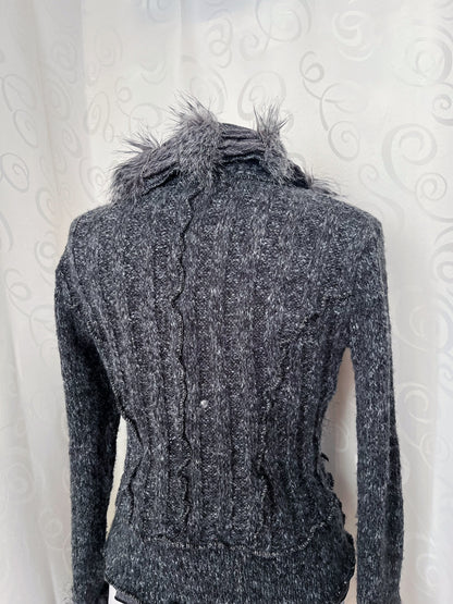 00’s whimsygoth knit light jacket with beautiful patchwork details 🌀🦇