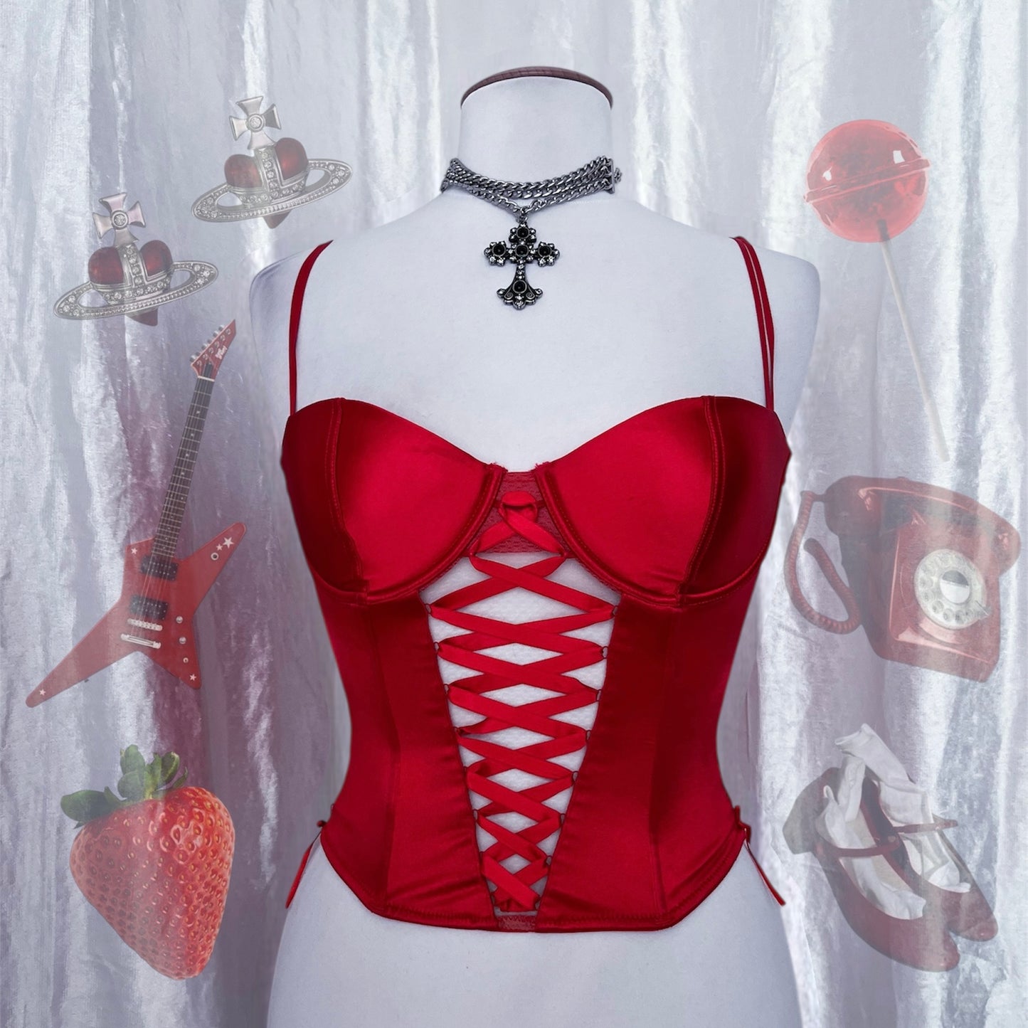 Old hot H&M corset with lace-up detail ❤️‍🔥