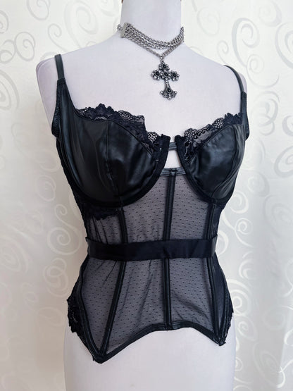 Alt black lace & PU corset 🕷️🕸️