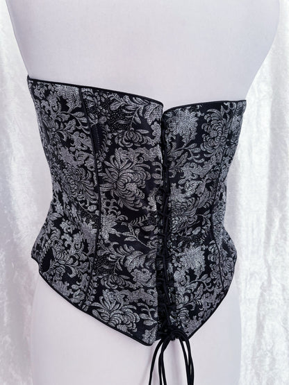 Gothic halter silver corset with lace-up detail 🩶🦇