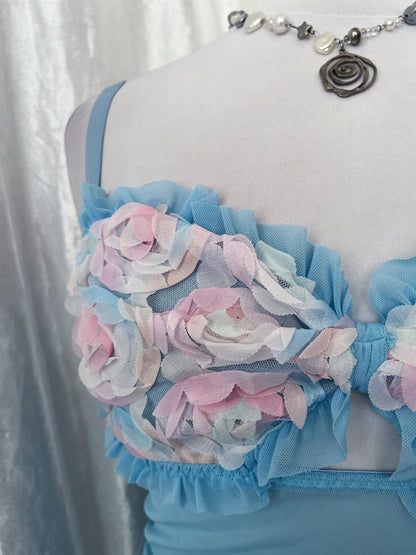 Mermaid baby blue babydoll with roses bustier 🧜
