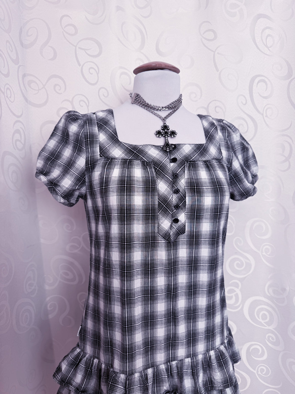 Horror Protagonist/Dark Coquette plaid mini dress 🎞️🗝️