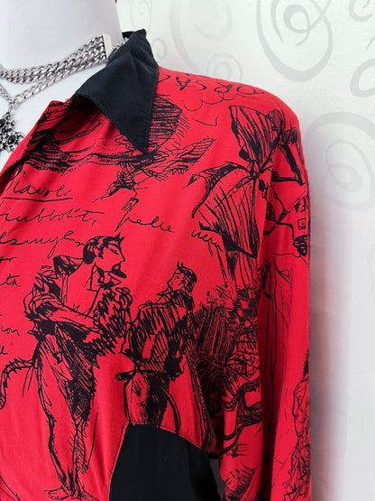 Vintage crazy-patterned red & black shirt ❤️